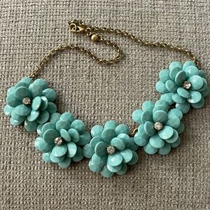 JCrew Flower Statement Necklace Aqua
